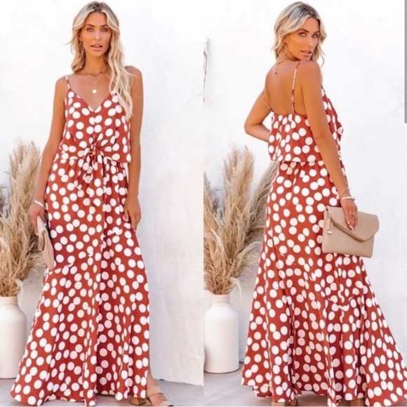 Rustic Polka Dot Maxi Dress - Picture 6 of 6